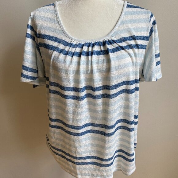 BOBEAU Collection BNWT Flutter Sleeve Blue Stripe Dress - Picture 4 of 8